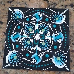 Hand Painted Mandala 4"x4" wood square
